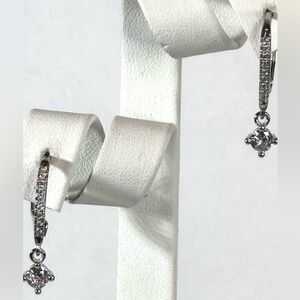 Pave Crystal Hoop With Dangle Charm Made With Swarovski Crystals 1 inch approx